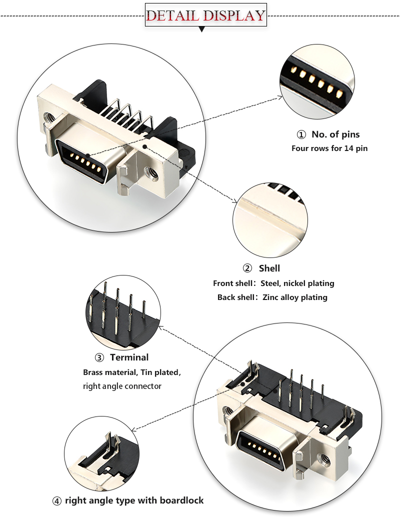 scsi connector pinout| CN zinc alloy 14 pin scsi connector pinout