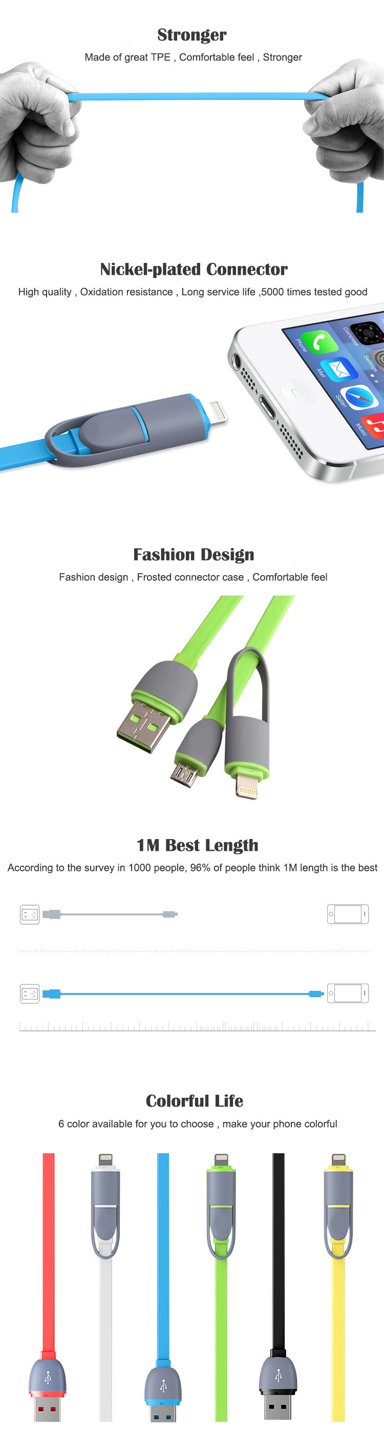 Retractable usb 2 in 1 cable