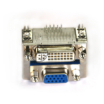 right angle female DVI 24+5 to female HD 15 pin dual port connector