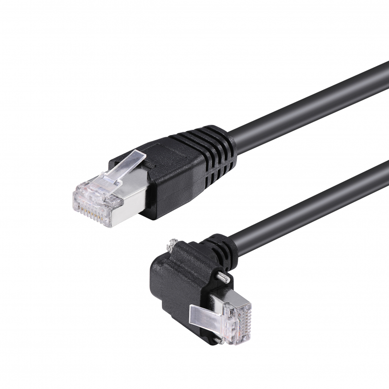 Screw Lock Right Angle RJ45 to RJ45 gigabit network cable